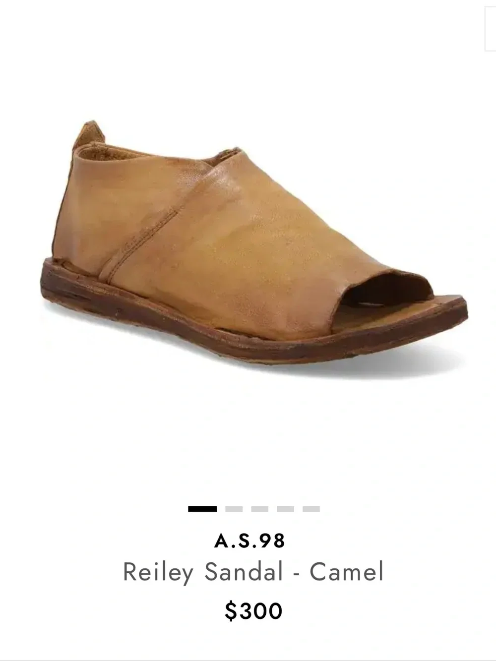 A.S.98 Reiley Sandal Open-Toe Leather Sandals in Tan EU 37 US 7